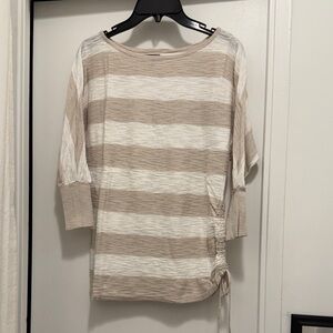 Express Striped Beige and White Women's Top